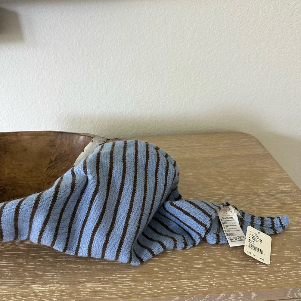 NWT FREE PEOPLE Light Blue and Dark Brown Striped BANDANA/Scarf! - Picture 2 of 4